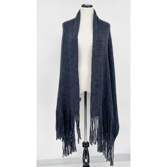 Anthropologie Scarf Womens One Size Large Gray Cozy Soft Fringe 90" x 28" - Picture 5 of 9